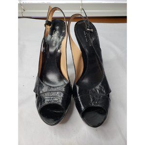 Sergio Rossi Vero Cuoio Slingback Black Heels Size 8/EU38.5